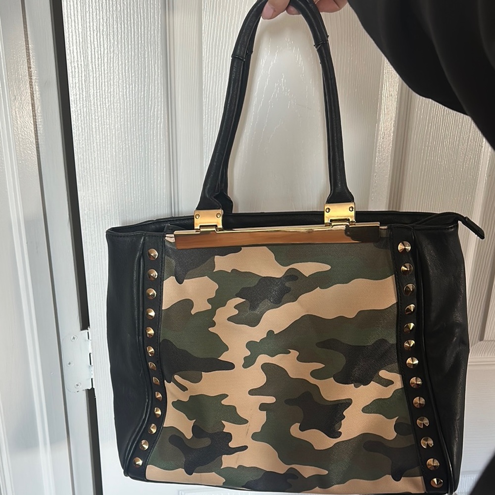 Camouflage Tote Bag with Black Accents